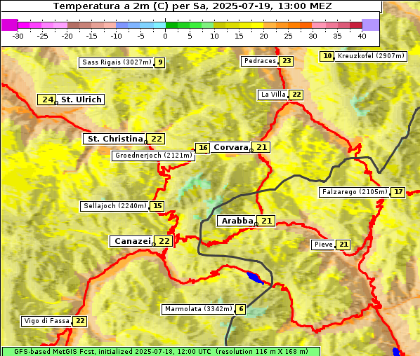 Temperatur, 19. 7. 2025