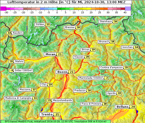 Temperatur, 30. 10. 2024