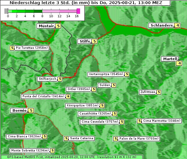 Niederschlag, 21. 8. 2025
