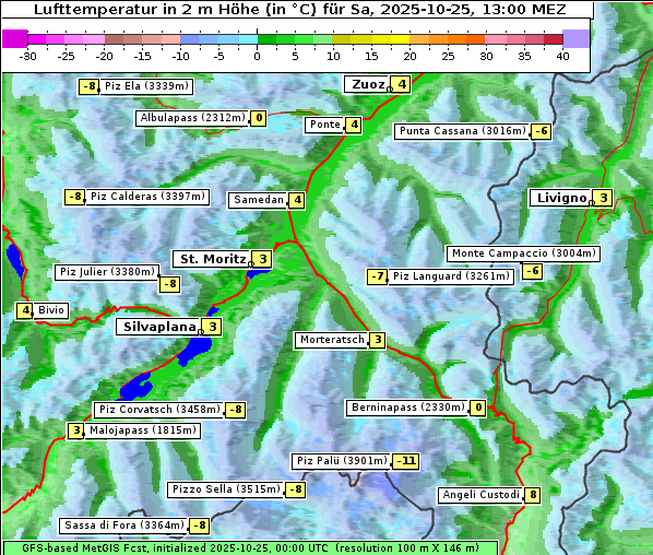 Temperatur, 25. 10. 2025