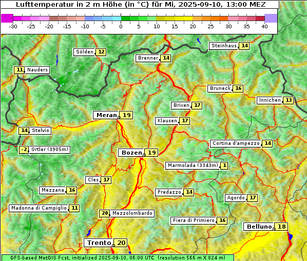 Temperatur, 10. 9. 2025