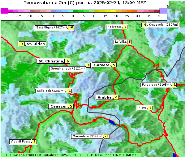 Temperatur, 24. 2. 2025