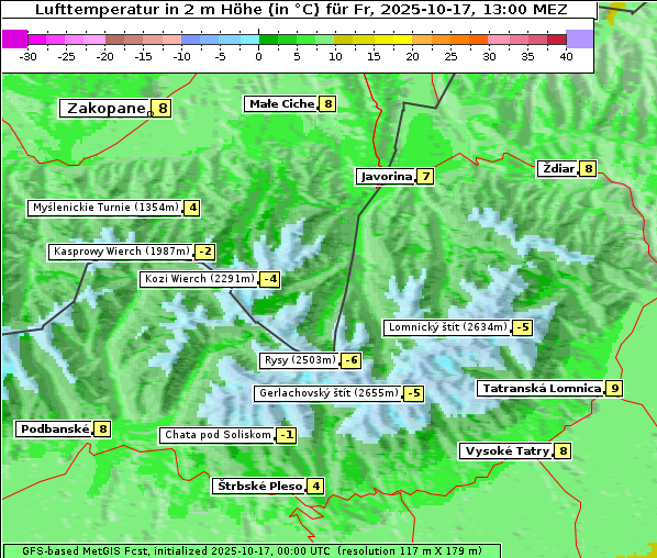 Temperatur, 17. 10. 2025