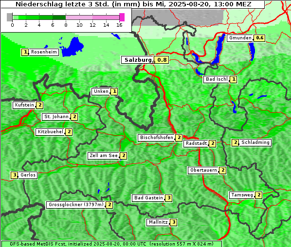 Niederschlag, 20. 8. 2025