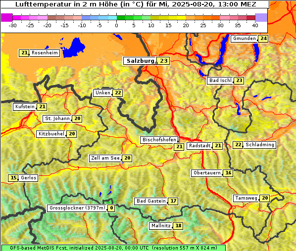 Temperatur, 20. 8. 2025