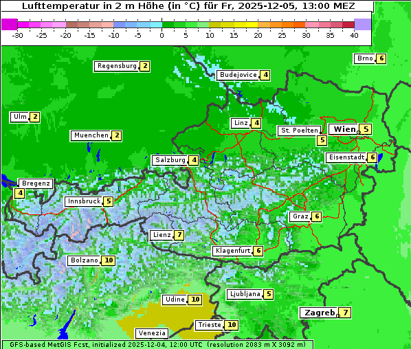 Temperatur, 5. 12. 2025