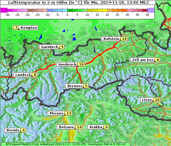 Temperatur, 18. 11. 2024