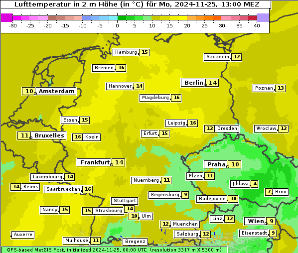 Temperatur, 25. 11. 2024