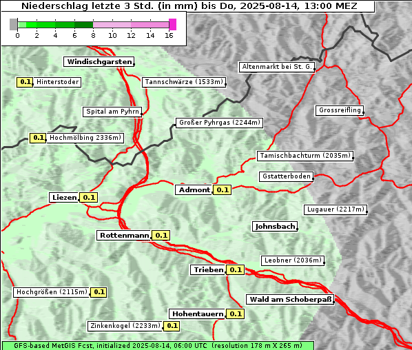 Niederschlag, 14. 8. 2025