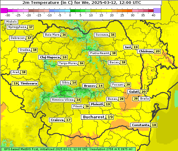 Temperatur, 12. 3. 2025