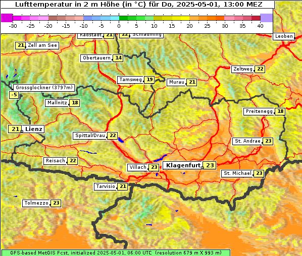 Temperatur, 1. 5. 2025