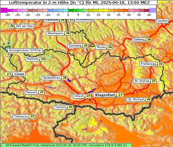 Temperatur, 18. 6. 2025