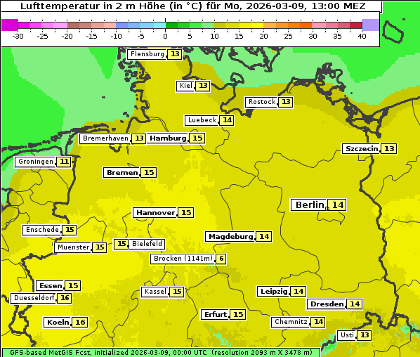 Temperatur, 9. 3. 2026