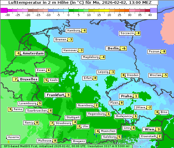 Temperatur, 2. 2. 2026