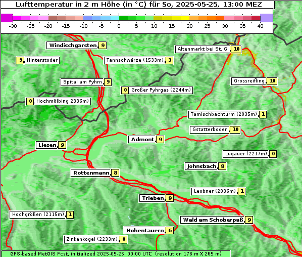 Temperatur, 25. 5. 2025