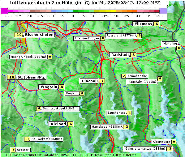 Temperatur, 12. 3. 2025