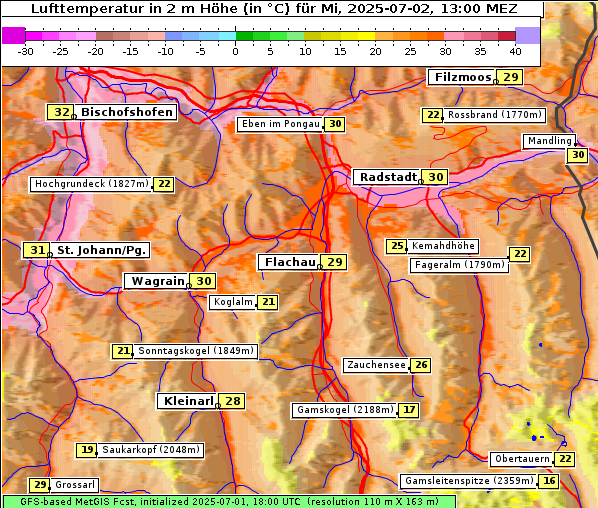 Temperatur, 2. 7. 2025