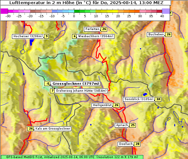 Temperatur, 14. 8. 2025