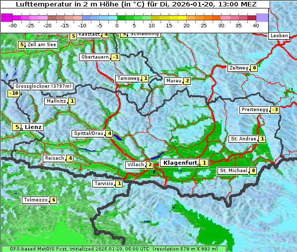 Temperatur, 20. 1. 2026
