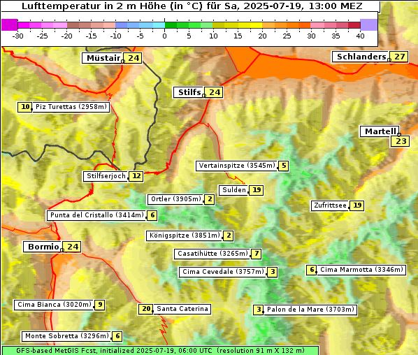 Temperatur, 19. 7. 2025