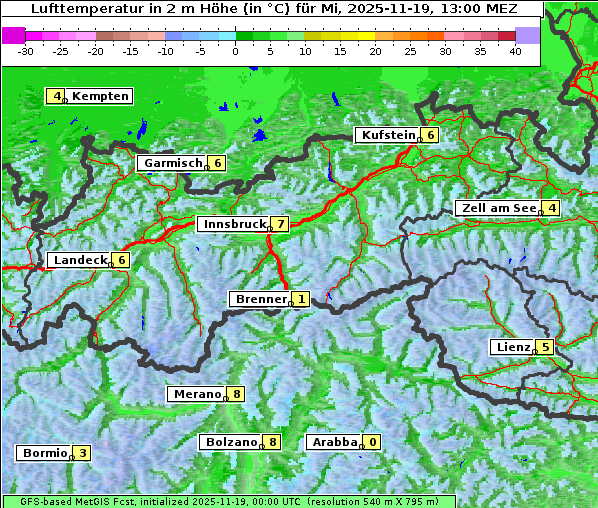 Temperatur, 19. 11. 2025
