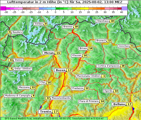 Temperatur, 2. 8. 2025