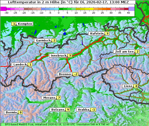 Temperatur, 17. 2. 2026