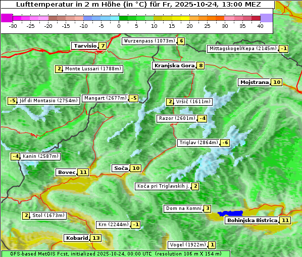 Temperatur, 24. 10. 2025
