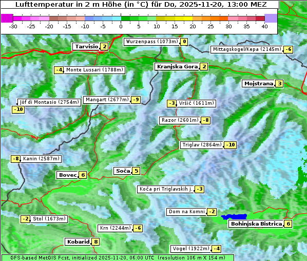 Temperatur, 20. 11. 2025