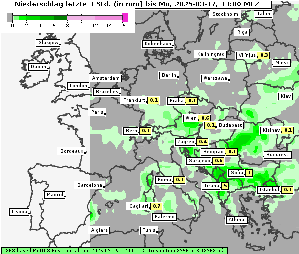 Niederschlag, 17. 3. 2025