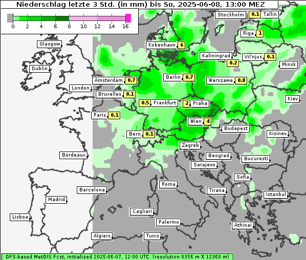 Niederschlag, 8. 6. 2025