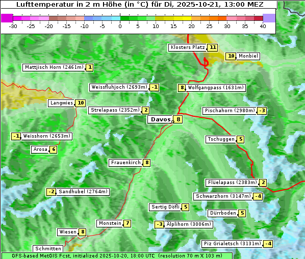Temperatur, 21. 10. 2025