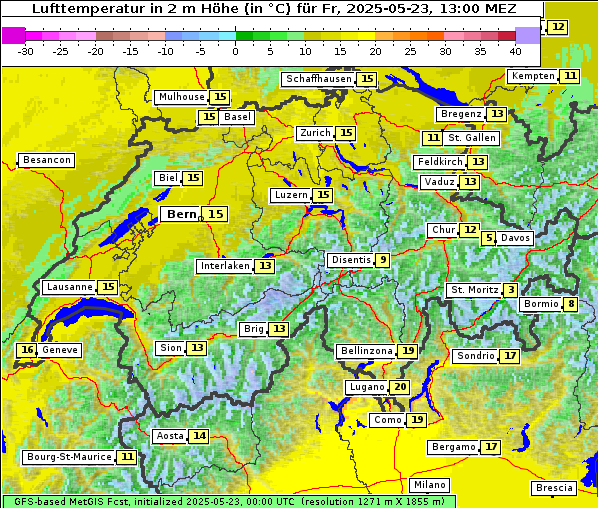 Temperatur, 23. 5. 2025
