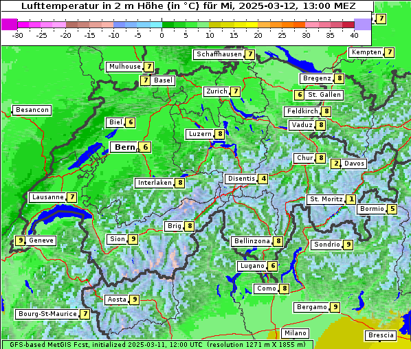 Temperatur, 12. 3. 2025