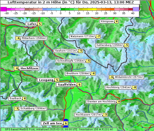 Temperatur, 13. 3. 2025