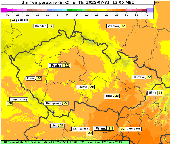 Temperatur, 31. 7. 2025