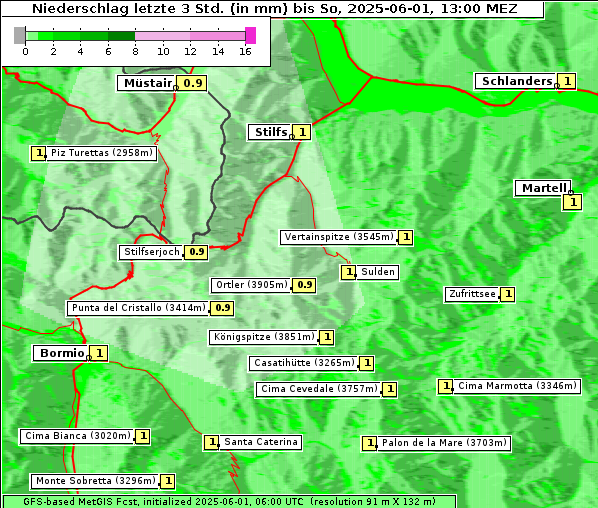 Niederschlag, 1. 6. 2025