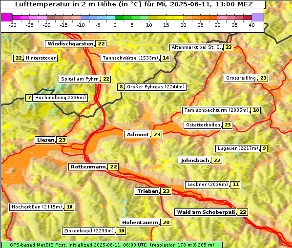 Temperatur, 11. 6. 2025