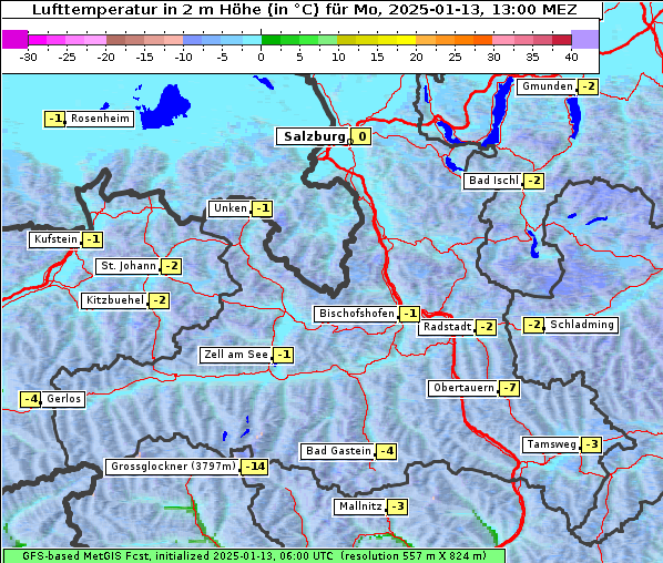 Temperatur, 13. 1. 2025