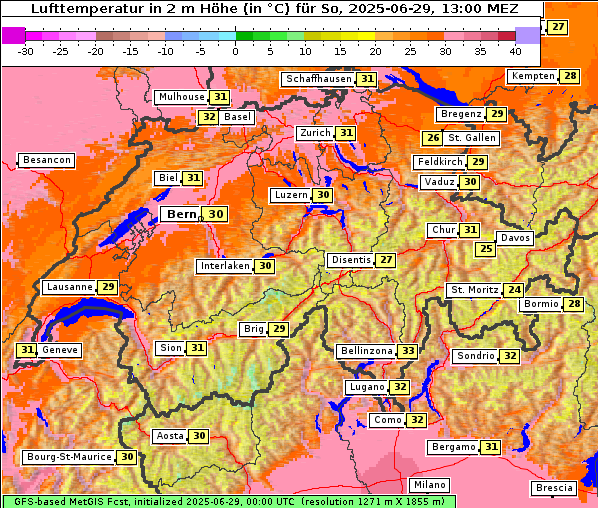 Temperatur, 29. 6. 2025