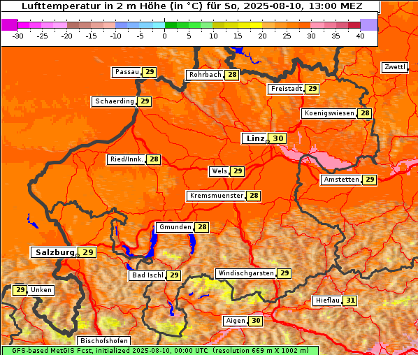 Temperatur, 10. 8. 2025
