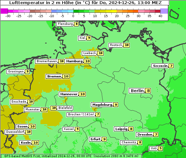 Temperatur, 26. 12. 2024