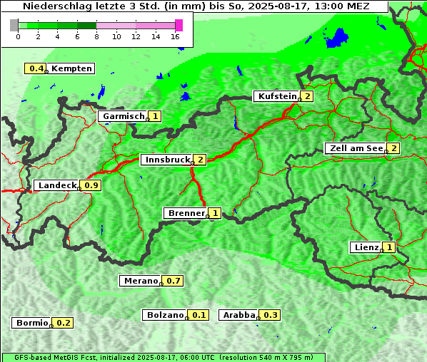 Niederschlag, 17. 8. 2025