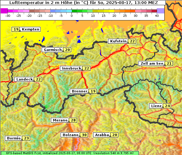Temperatur, 17. 8. 2025