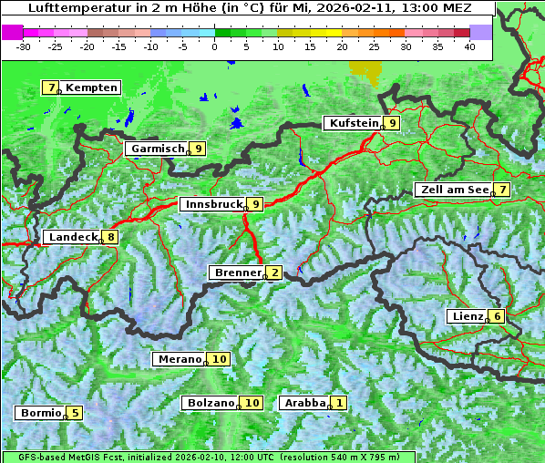 Temperatur, 11. 2. 2026