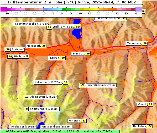 Temperatur, 14. 6. 2025