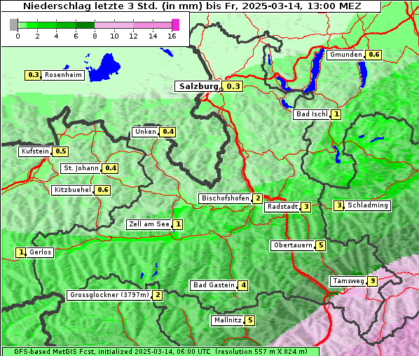 Niederschlag, 14. 3. 2025