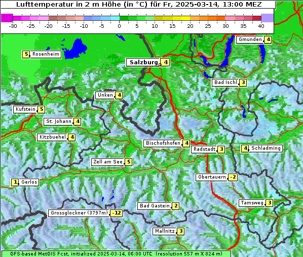 Temperatur, 14. 3. 2025