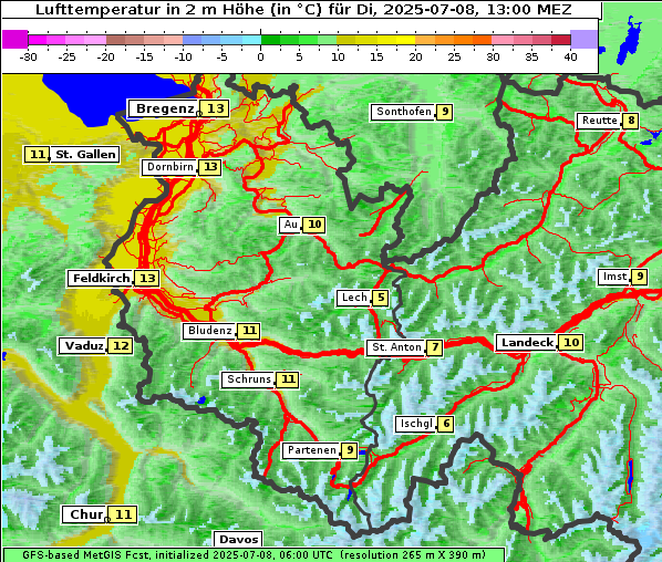 Temperatur, 8. 7. 2025