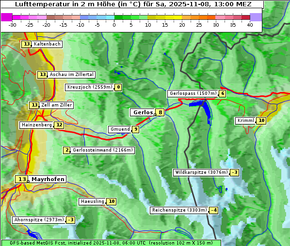 Temperatur, 8. 11. 2025